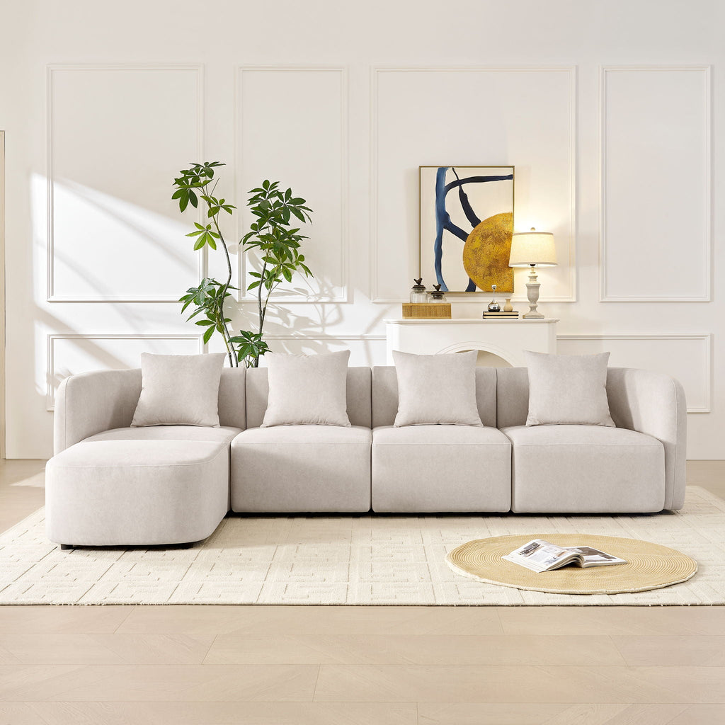 L-Shaped Modular Sectional Sofa With Ottoman