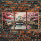 Japanese Print, Landscape Wall Art, Cherry Blossom Wall Art