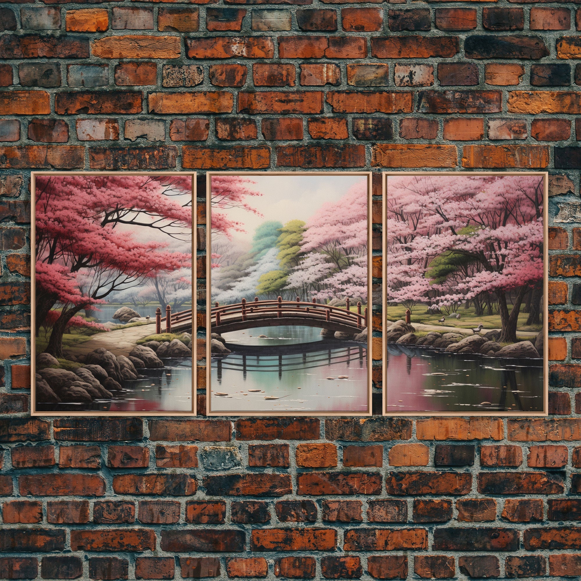 Japanese Print, Landscape Wall Art, Cherry Blossom Wall Art