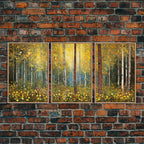 Forest Wall Art, Trees Art Print, Wildflower Wall Art, Canvas Print, Wall Art, 3 Piece Wall Art, Birthday Gift, Farmhouse Wall Art, RV Decor