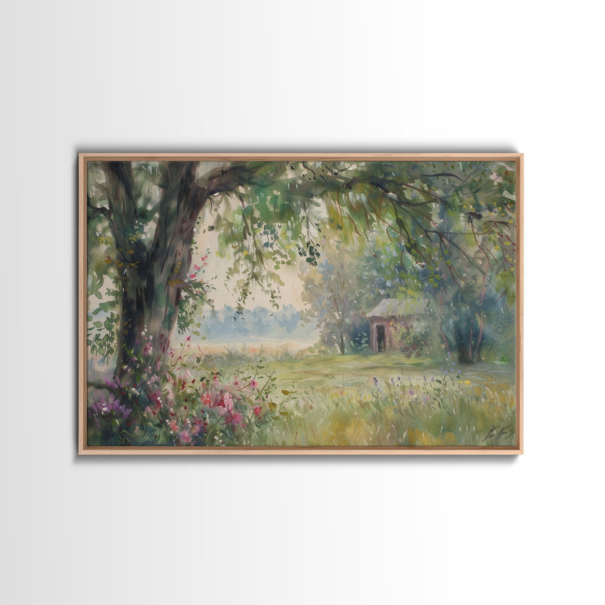 Painting Of An Old Farmhouse In The Spring,