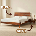 [Buy 1 Get 1] Callisto Solid Wood Bed Frame and Nightstand