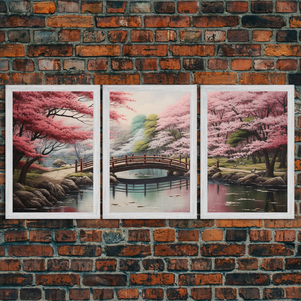 Japanese Print, Landscape Wall Art, Cherry Blossom Wall Art