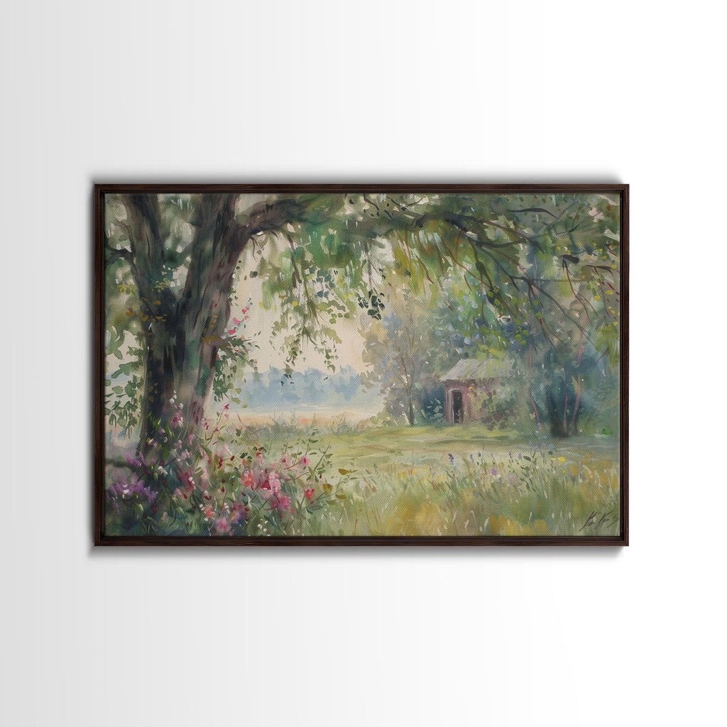 Painting Of An Old Farmhouse In The Spring,