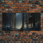 Set of 3 Emerald Green Mountain Forest Lake Landscape