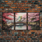 Japanese Print, Landscape Wall Art, Cherry Blossom Wall Art