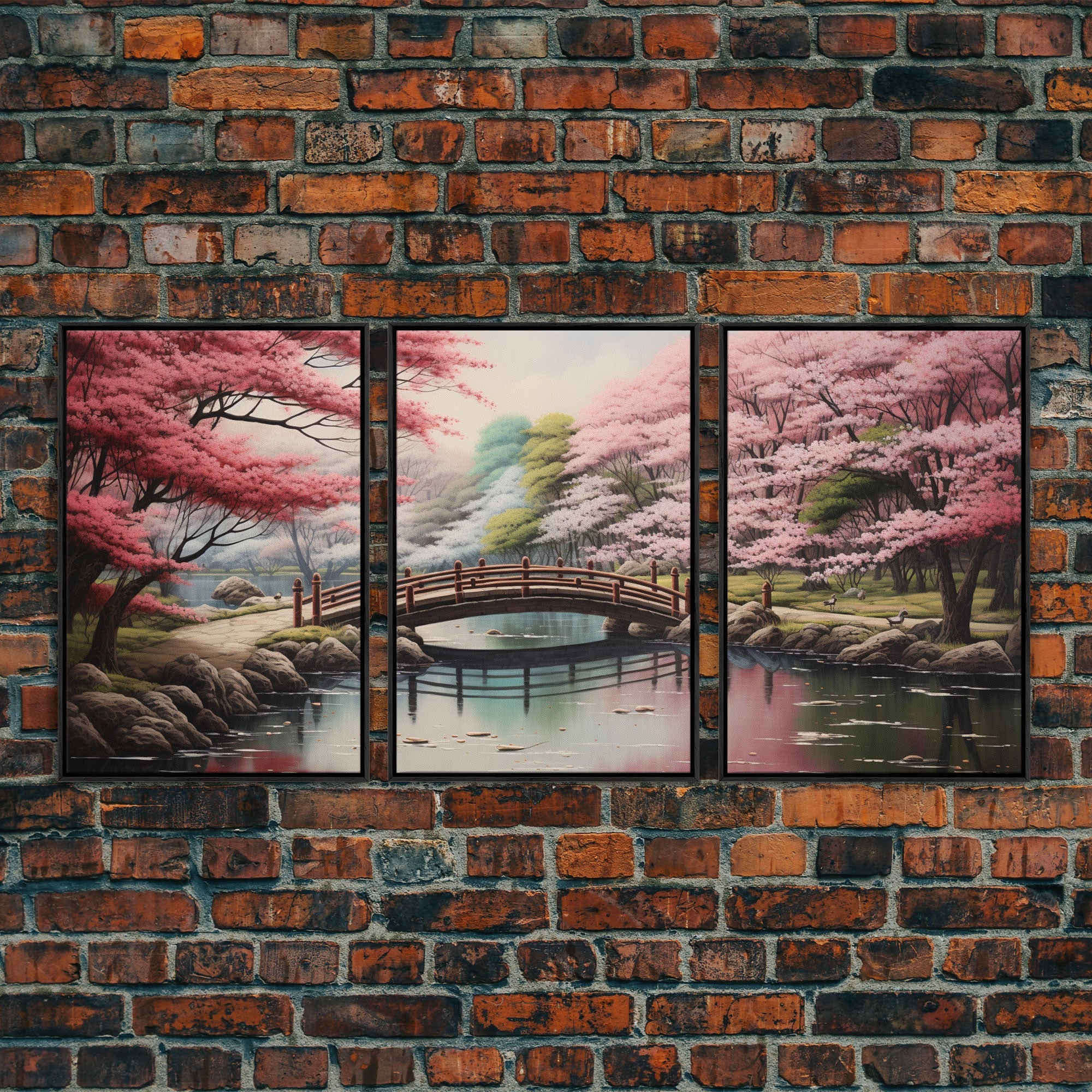 Japanese Print, Landscape Wall Art, Cherry Blossom Wall Art