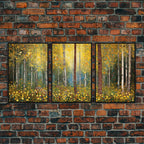 Forest Wall Art, Trees Art Print, Wildflower Wall Art, Canvas Print, Wall Art, 3 Piece Wall Art, Birthday Gift, Farmhouse Wall Art, RV Decor