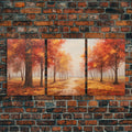 Fall Decor, 3 Piece Wall Art Set, Autumn Forest Oil Painting Canvas Prints