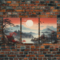 Japanese Wall Art, Mountains Print, Sunset Print