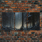 Set of 3 Emerald Green Mountain Forest Lake Landscape