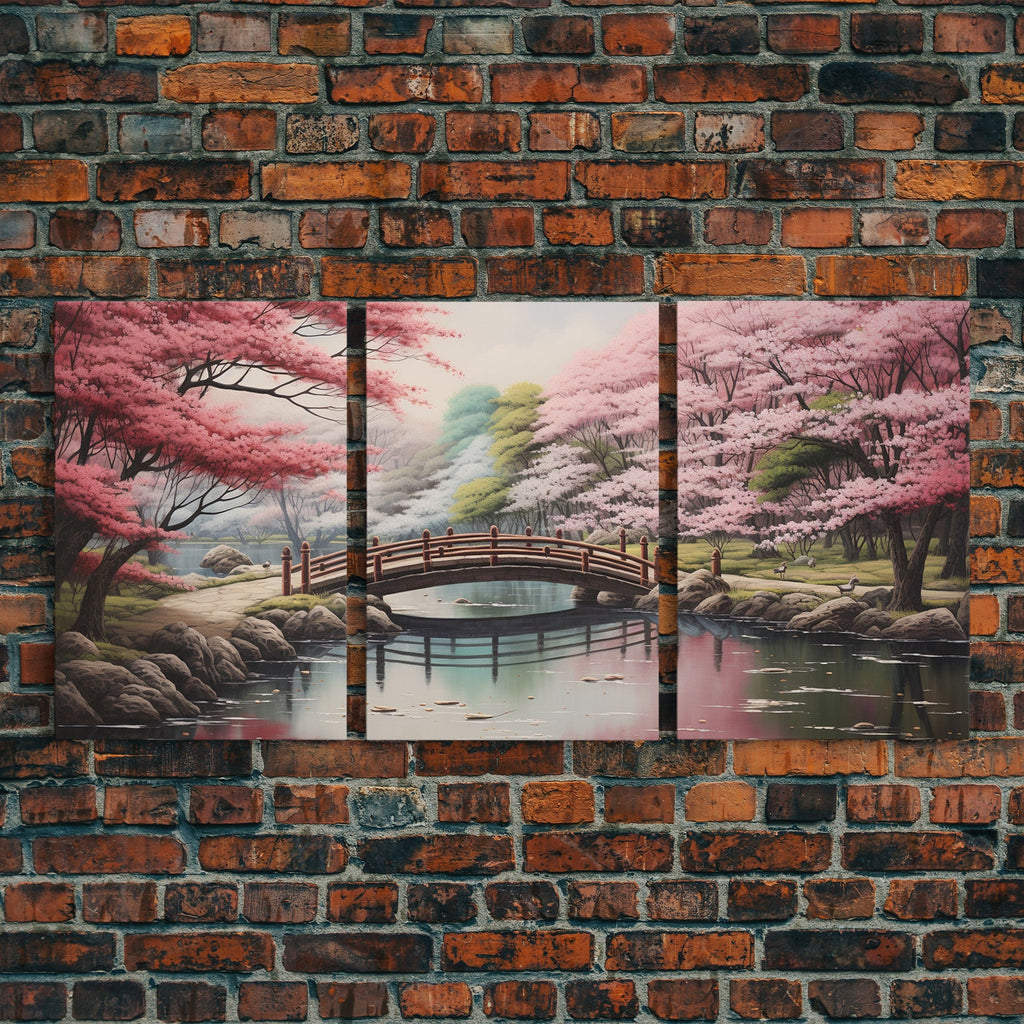 Japanese Print, Landscape Wall Art, Cherry Blossom Wall Art