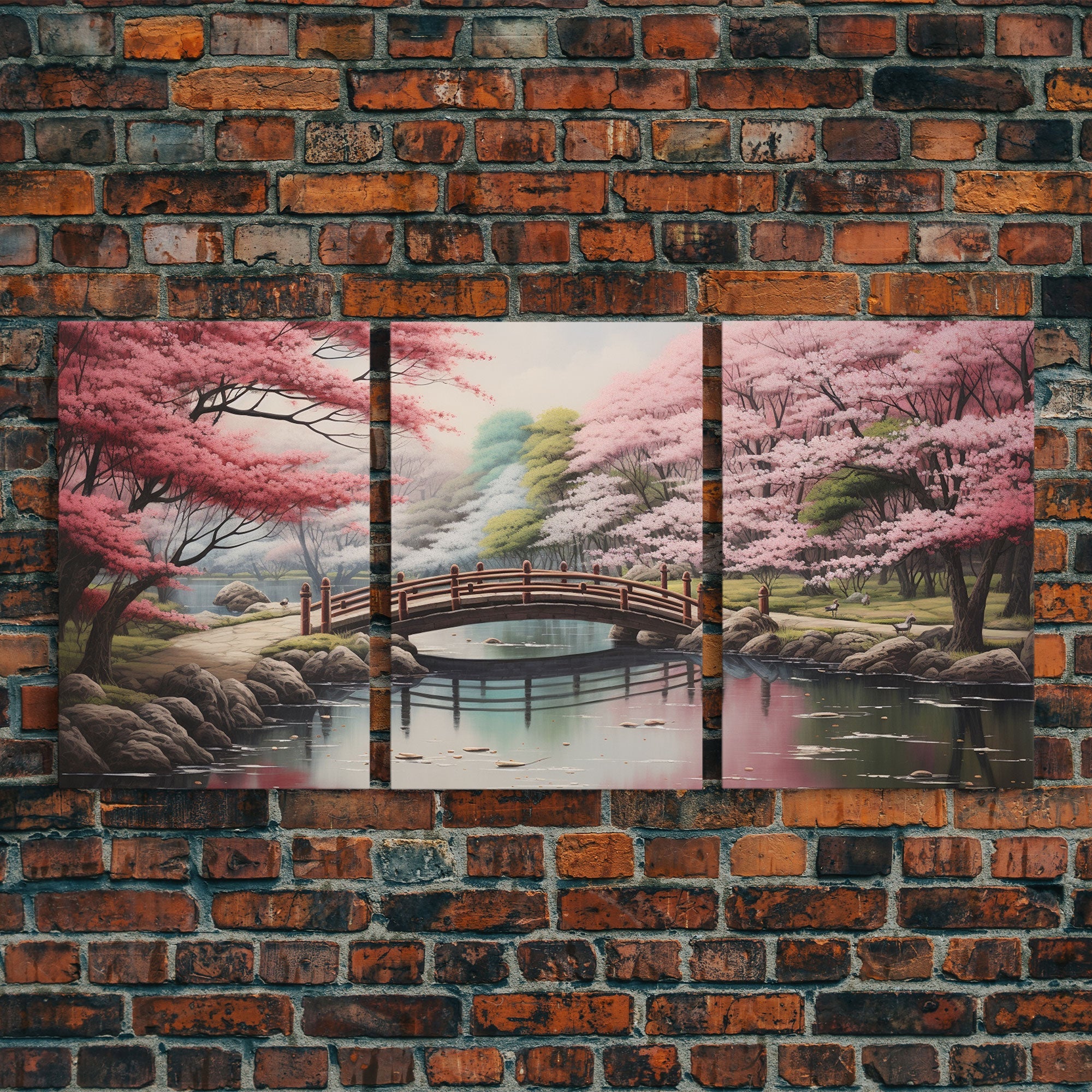 Japanese Print, Landscape Wall Art, Cherry Blossom Wall Art