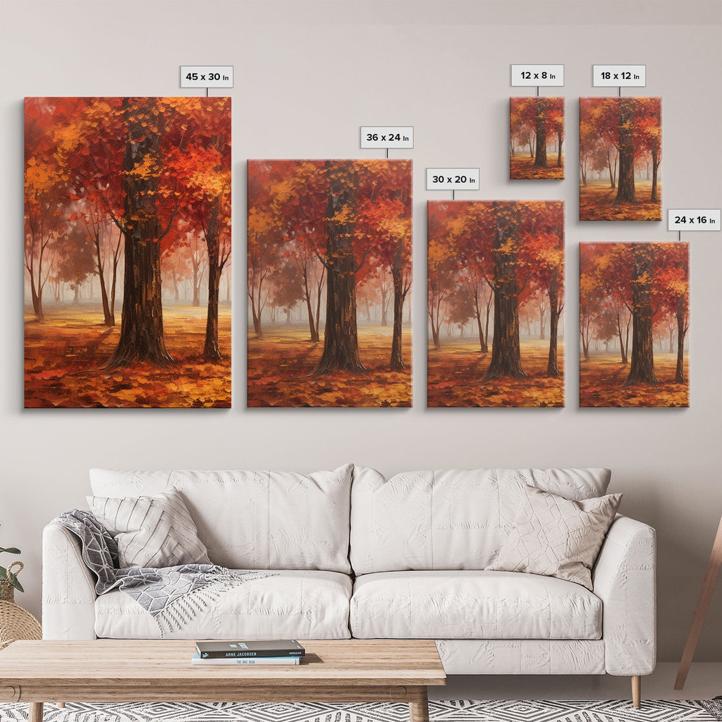 Fall Decor, 3 Piece Wall Art Set, Autumn Forest Oil Painting Canvas Prints