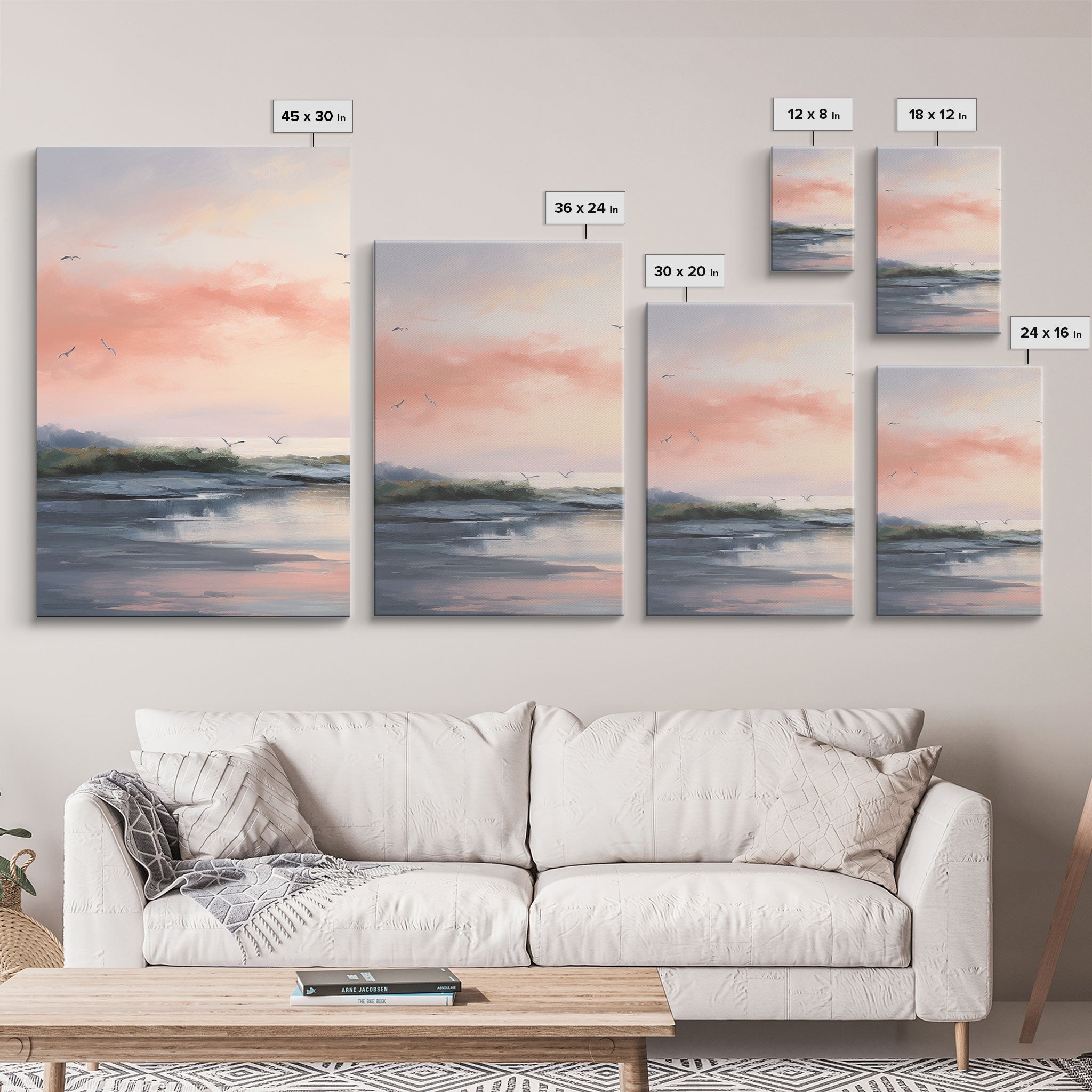Pink Abstract Coastal Painting