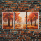 Fall Decor, 3 Piece Wall Art Set, Autumn Forest Oil Painting Canvas Prints