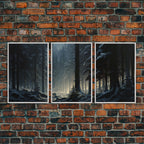 Set of 3 Emerald Green Mountain Forest Lake Landscape