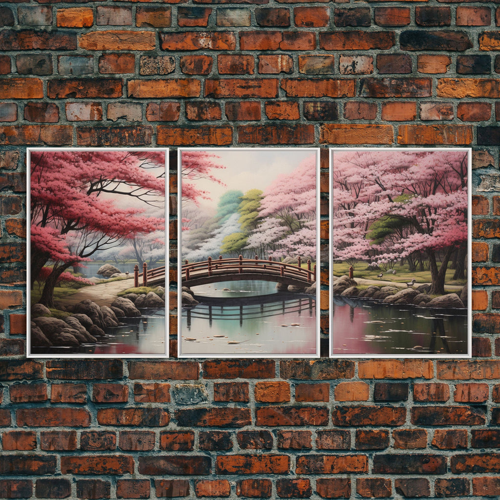 Japanese Print, Landscape Wall Art, Cherry Blossom Wall Art