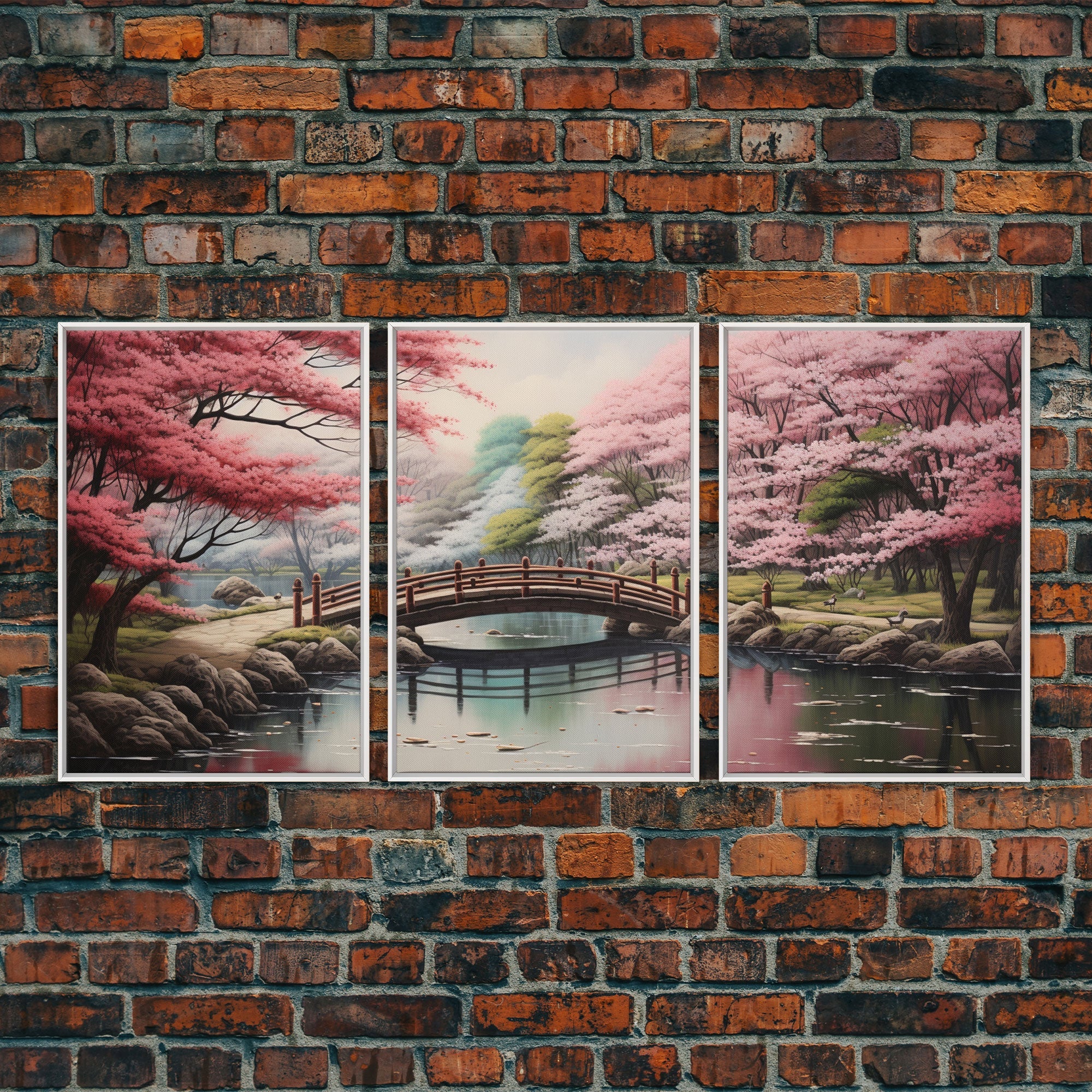 Japanese Print, Landscape Wall Art, Cherry Blossom Wall Art