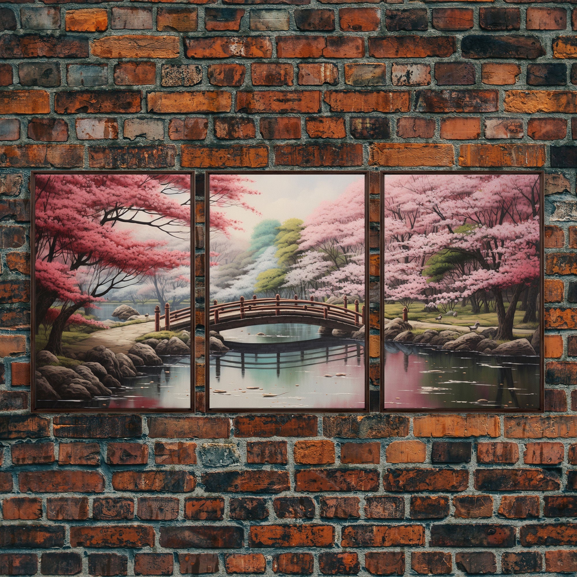 Japanese Print, Landscape Wall Art, Cherry Blossom Wall Art