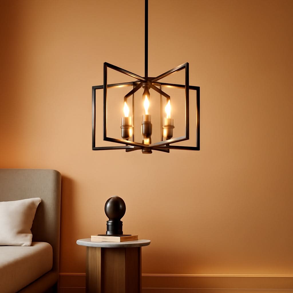 Six Light Black Farmhouse Chandelier For Kitchen Island