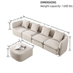 L-Shaped Modular Sectional Sofa With Ottoman