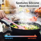 Barsone 5-Piece Silicone Spatula Set（ Heat Resistant 446°F Food Grade BPA Free, Nonstick Cookware Safe Dishwasher Safe Kitchen Tools for Baking, Cooking, Stirring, Pink）
