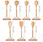 comfoyar Wooden Spoons for Cooking, 7 Pieces Kitchen Cooking Utenails Set with Spatula and Ladle, Heat Resistant Kitchen Cookware for Nonstick Pan-Beech