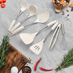 Premium White Silicone Cooking Utensils Set-Non-Toxic, Heat Resistant, BPA Free Kitchen Utensils Set with Spatula, Spoon, Whisk & Tongs-Non-Stick& Dishwasher Safe for Nonstick Cookware