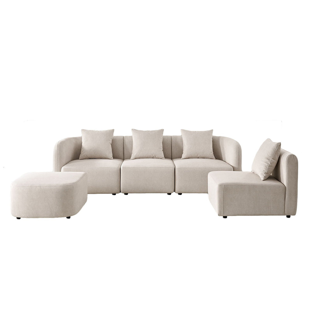 L-Shaped Modular Sectional Sofa With Ottoman