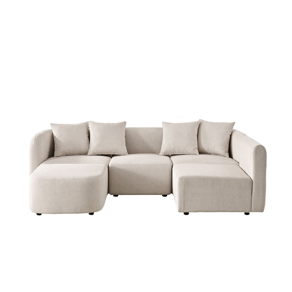 L-Shaped Modular Sectional Sofa With Ottoman
