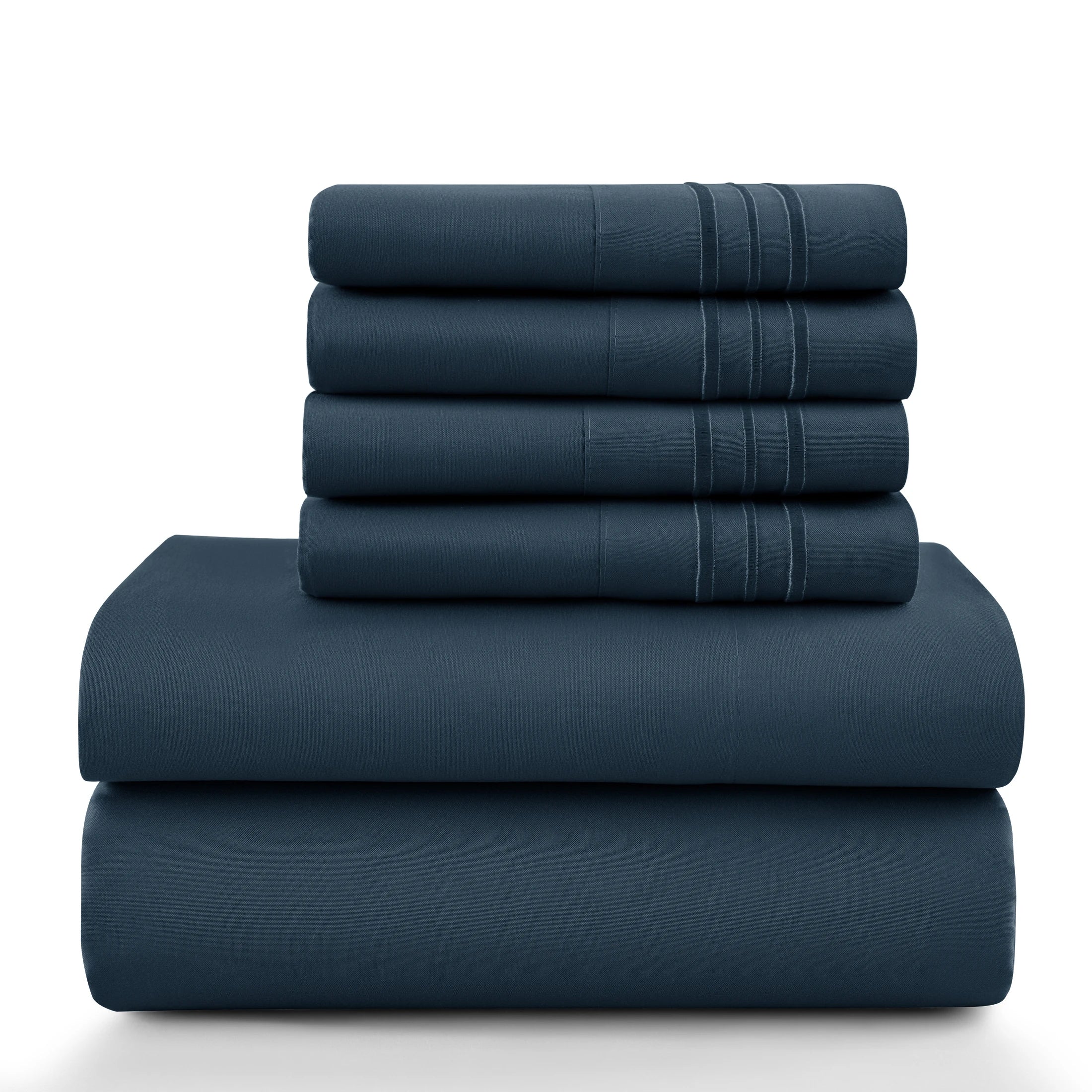 6Pc Solid Bed Sheet Set