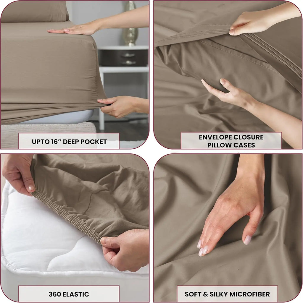 3 Piece Ultra-Soft Microfiber Bed Sheets with Flat Sheet