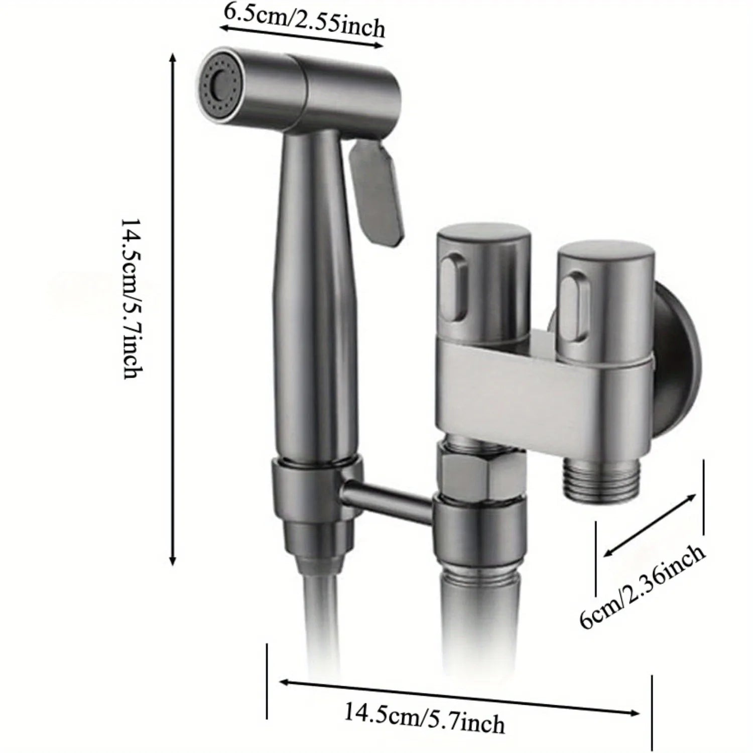 Double Control Toilet Bidet Sprayer Handheld Attachment with Pressure Control for Feminine Hygiene Baby Diaper and Pet Bath