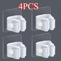 4 Piece White Non Perforated Mop Holder, Self-Adhesive Installation