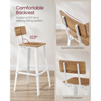 2 Bar Stools, 29.1 Inches Tall Barstools with Back