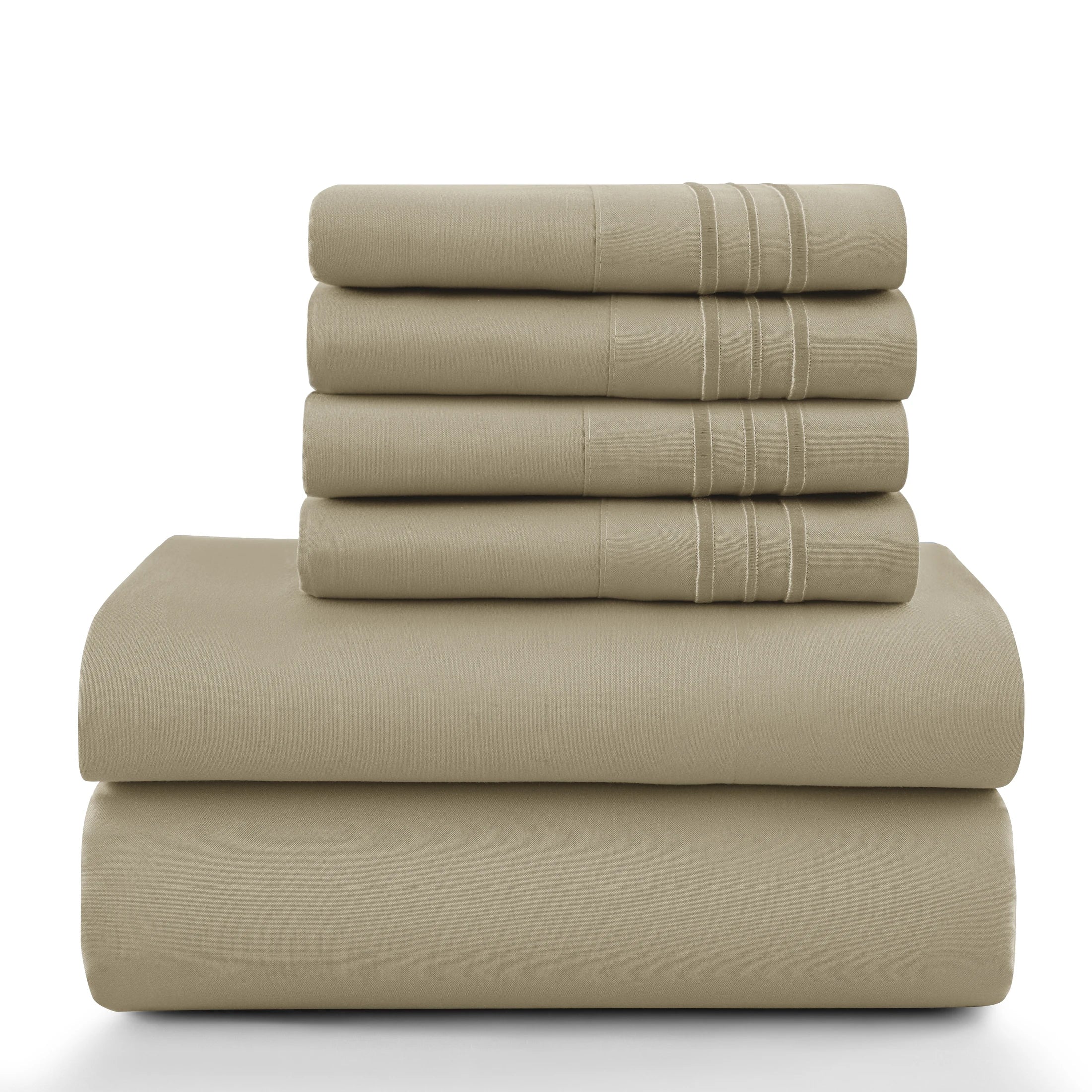 6Pc Solid Bed Sheet Set