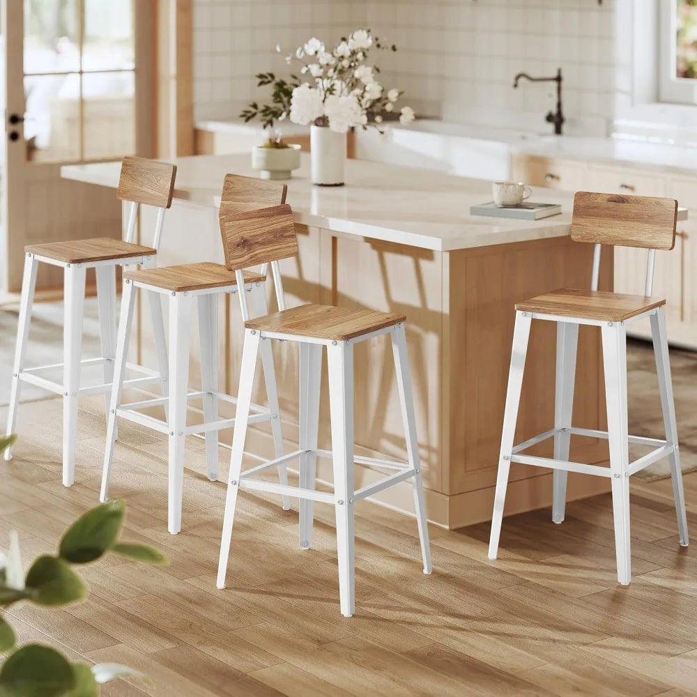 2 Bar Stools, 29.1 Inches Tall Barstools with Back