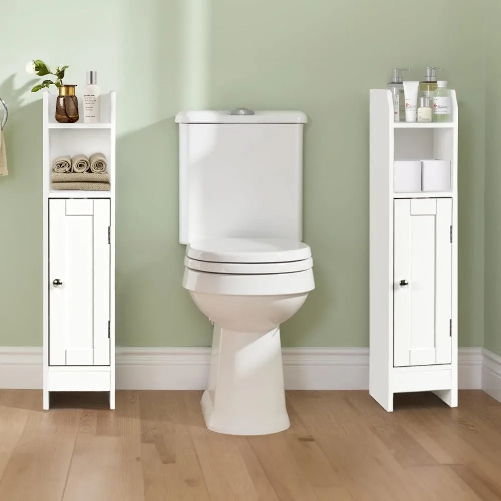 Narrow Bathroom Cabinet with Door and Adjustable Shelves