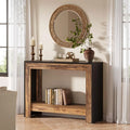 41.3" Farmhouse Console Table, Behind Couch Sofa Table with Open Storage Shelves