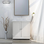 Traditional Under Sink Storage Cabinet White Bathroom Vanity with 2 Doors