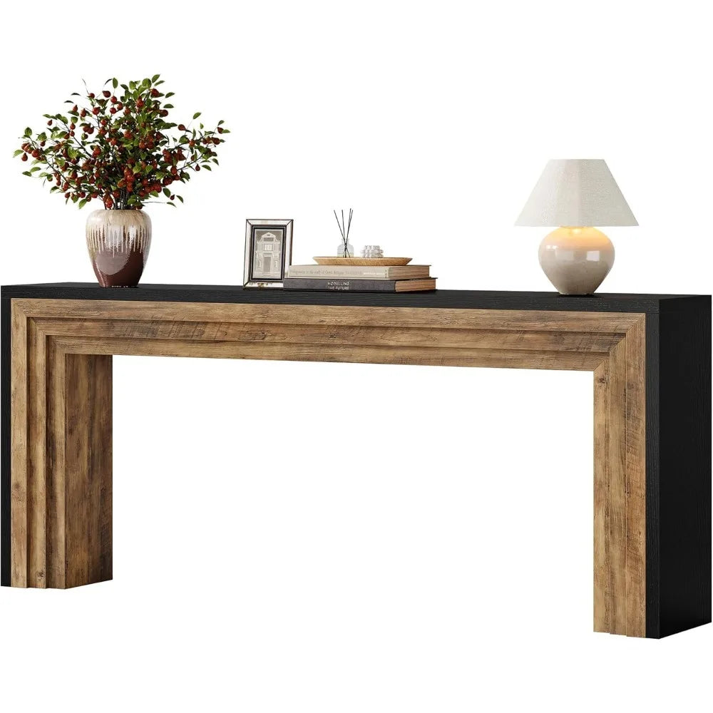 70.9-Inch Long Console Table, Farmhouse Narrow Wooden Sofa Table Behind The Couch for Living Room