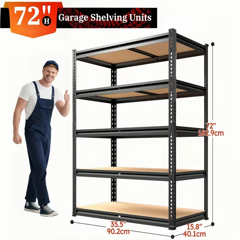 60/72 Inch Heavy-duty Metal Storage Rack, With A Load-bearing Capacity Of 2000 Pounds Per Layer,
