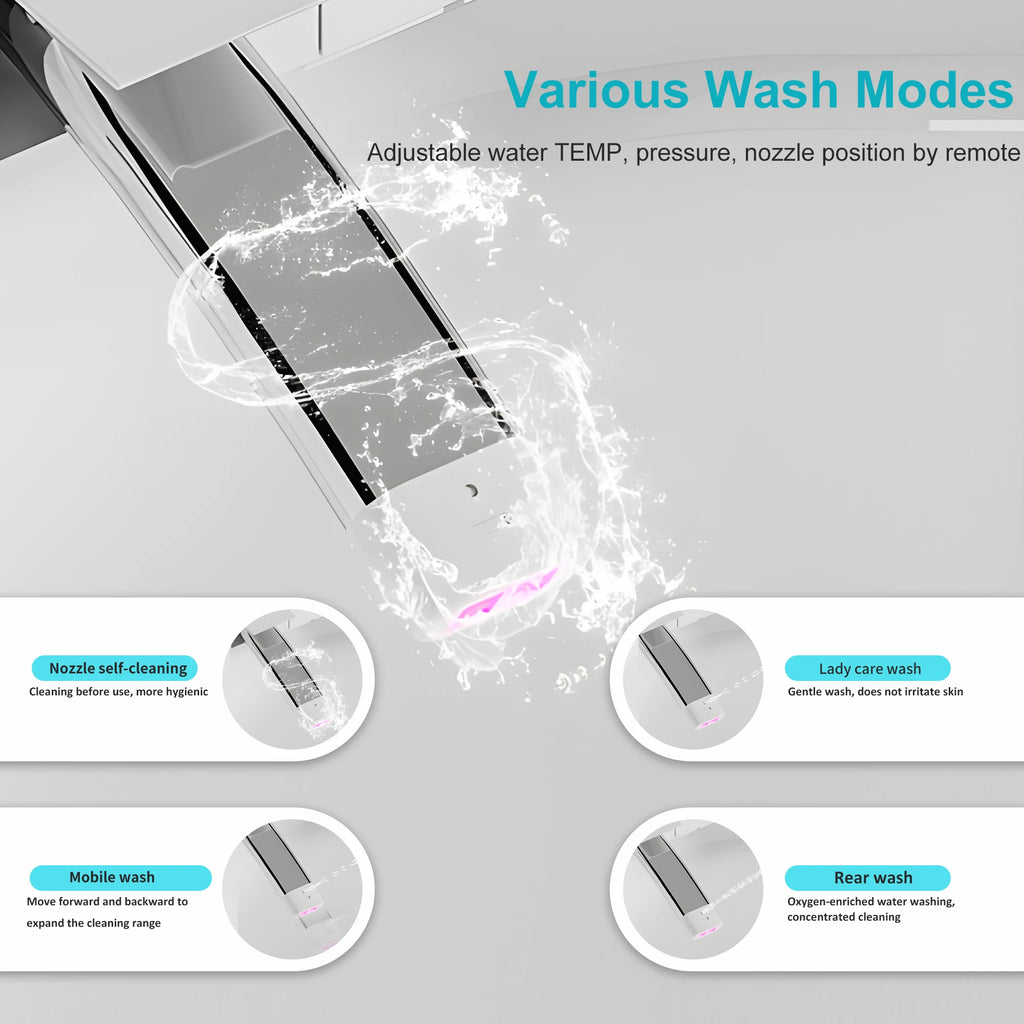 Smart Toilet with Built-in Bidet, AUTO Open/Close, Warm Water Sprayer, AUTO Dual Flush,