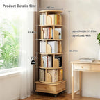 Small Space-Saving 6 Tier Rotating Bookshelf 360°