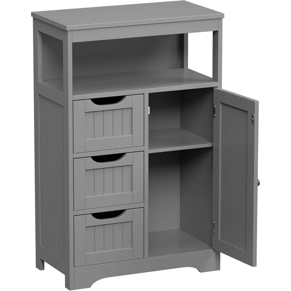 Wooden Bathroom Storage Cabinet with 3 Drawers and 1 Door