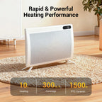 1500W Convection Panel Heater Under Desk Freestanding Wall Mountable Quiet Infrared Space Heater Energy Efficient Smart WiFi App