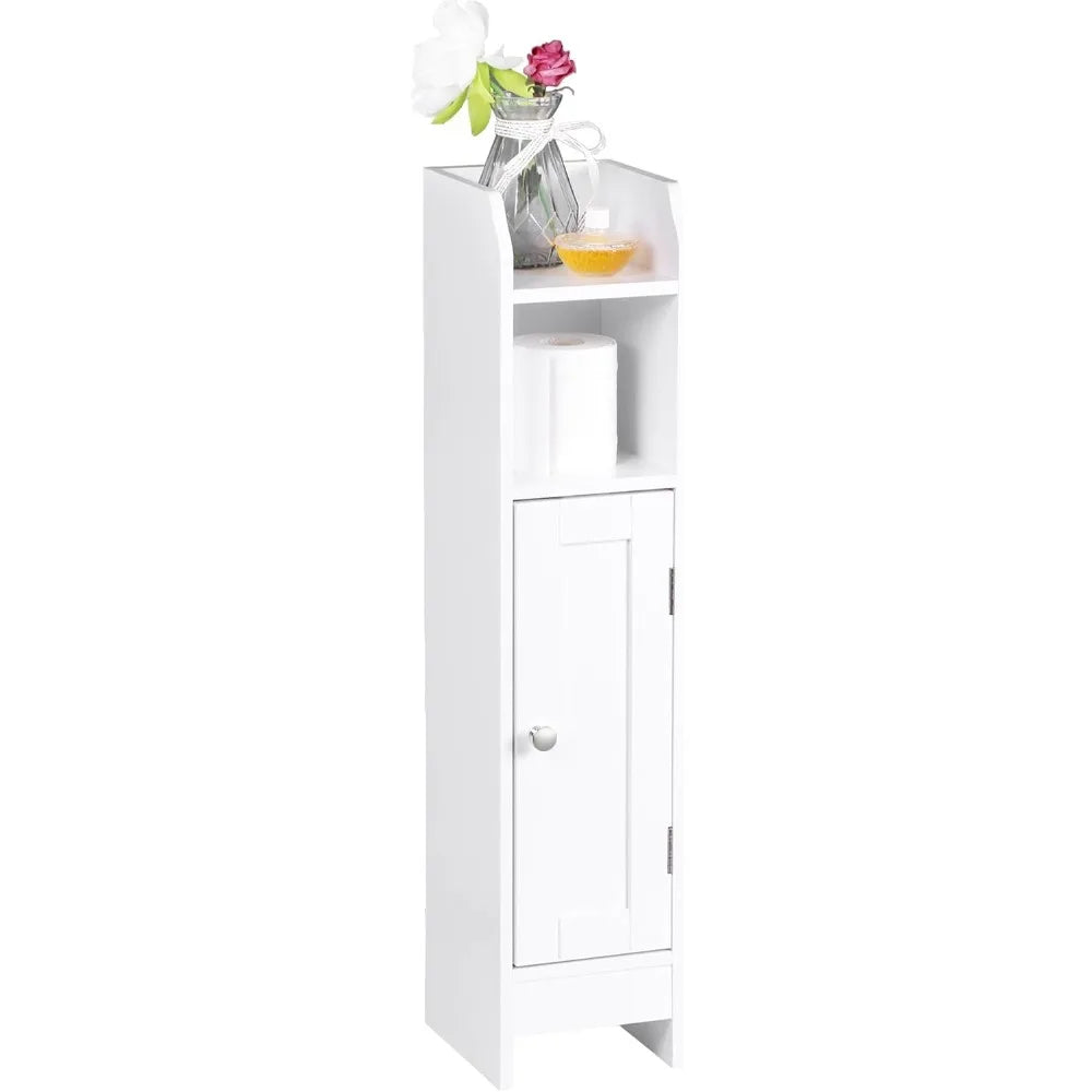 Narrow Bathroom Cabinet with Door and Adjustable Shelves