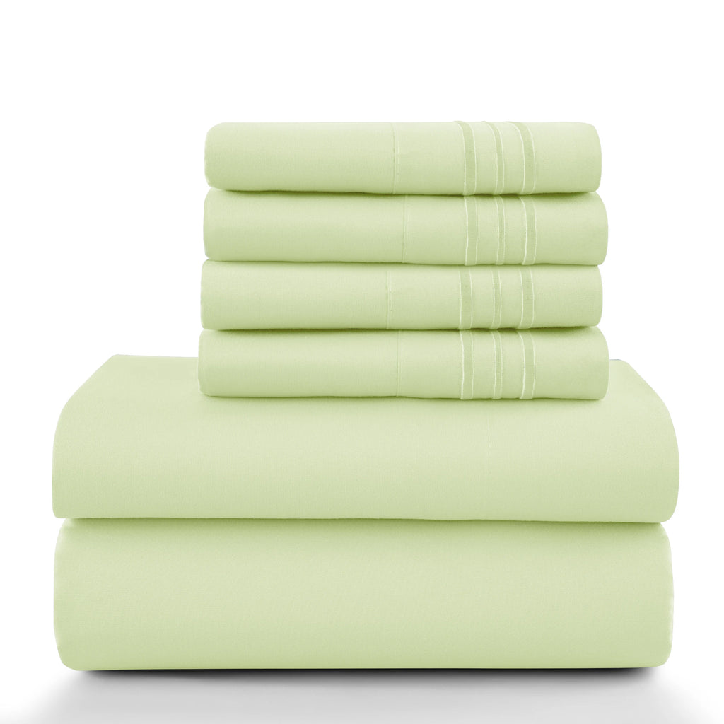6Pc Solid Bed Sheet Set