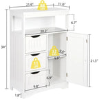 Wooden Bathroom Storage Cabinet with 3 Drawers and 1 Door